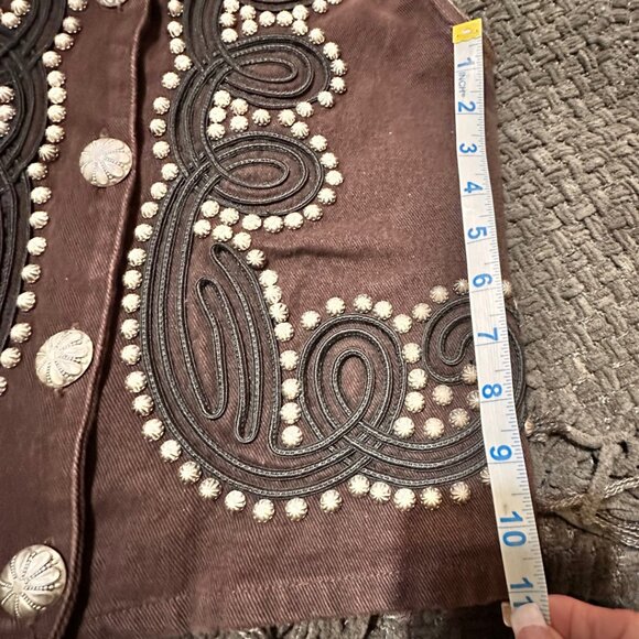 Double D Ranch Womens Sz XS Dark Brown Western Embellishment Vest - Picture 7 of 9